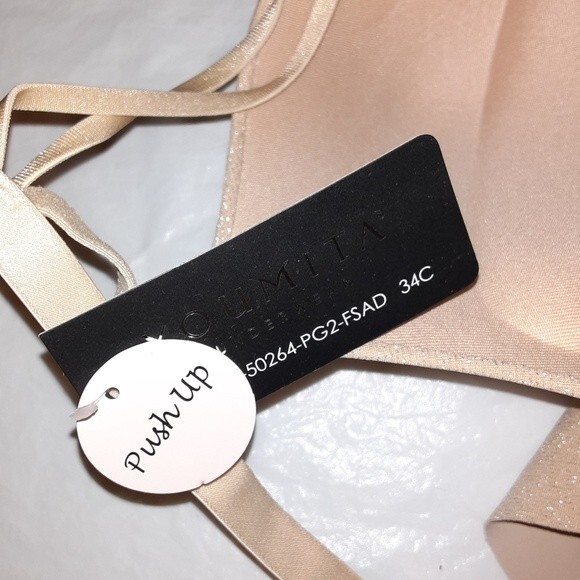 Youmita Frosted Almond Strap Cross Front 34C Bra NWT - Picture 6 of 9